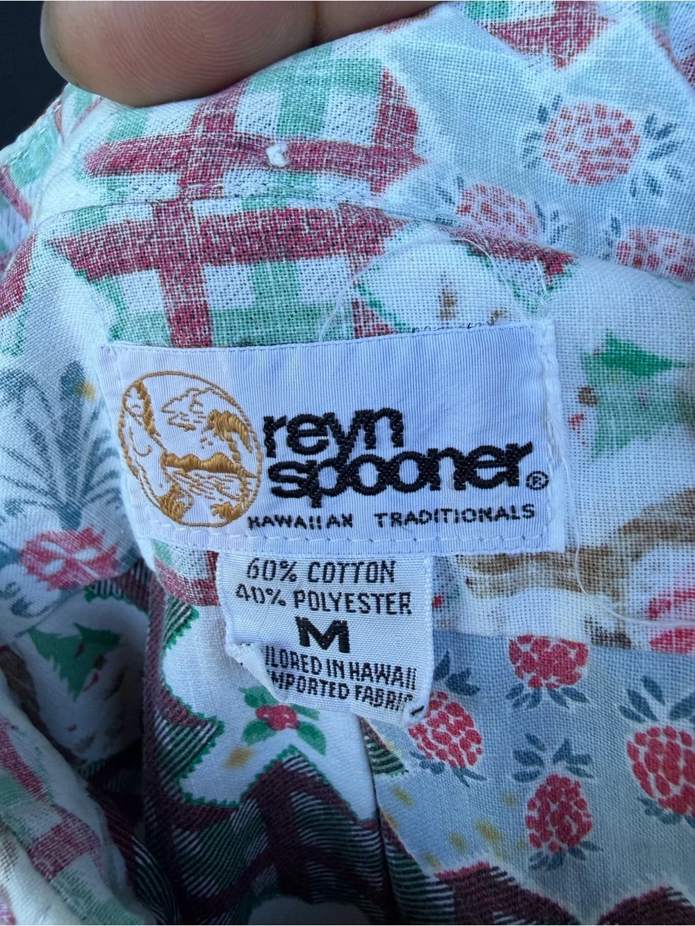 RARE Vintage 1989 Reyn Spooner Mele Kalikimaka Button Front Christmas Shirt Sz M